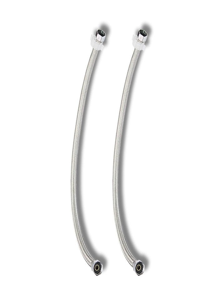 New Ware Heavy Stainless Steel 304 Connection Pipe 24 Inch | Hot & Cold Water Hose for Geyser, Basin, Kitchen Sink & Mixer | Pack of 2 with Teflon Tape - Image 1